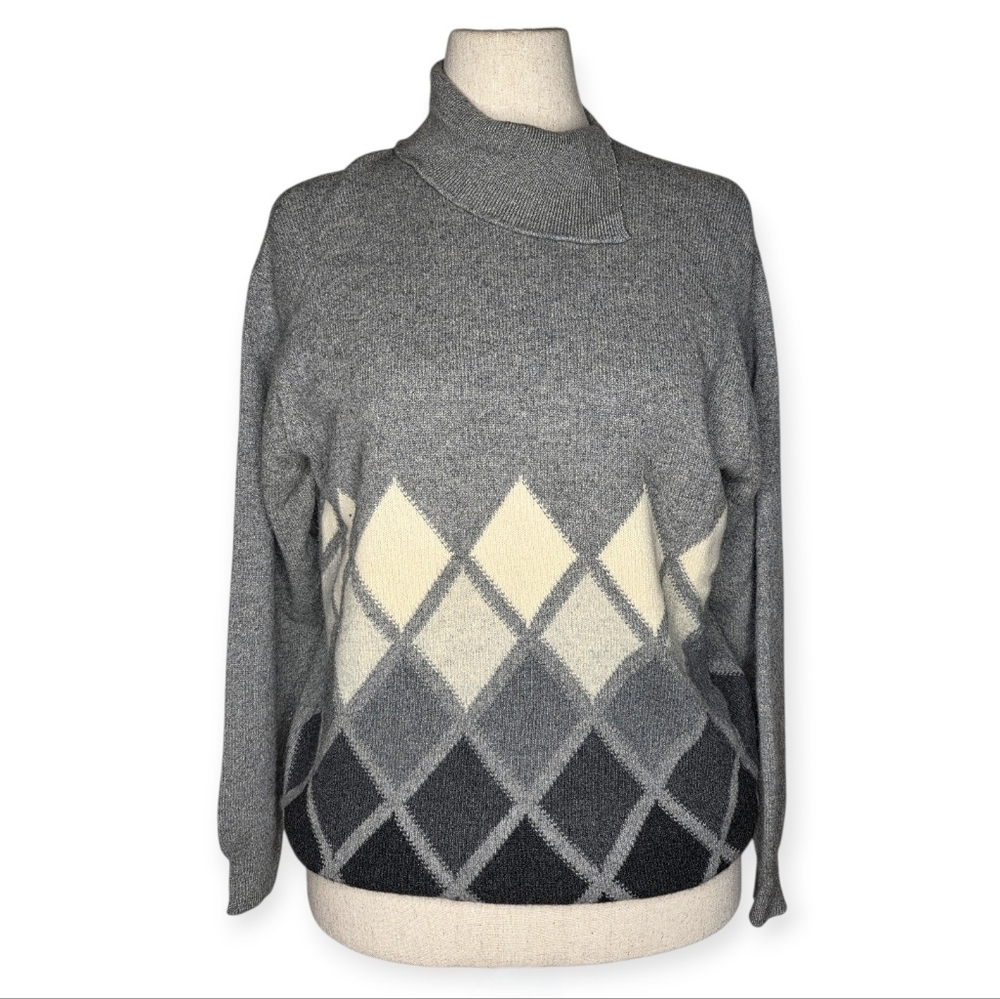 Vintage Pringle Scotland Cashmere Argyle Sweater Made in Scotland 44
